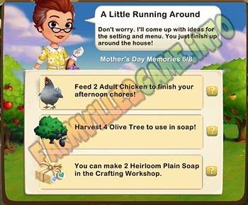 A Little Running Around - Feed 2 Adult Chicken - Harvest 4 Olive Tree -  Make 2 Heirloom Plain Soap