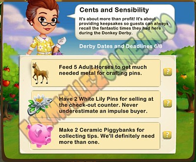 Cents and Sensibility - Feed 5 Adult Horses - Have 2 White Lily Pins - Make 2 Ceramic Piggybanks