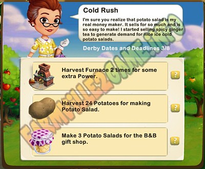 Cold Rush - Harvest Furnace 2 times - Harvest 24 Potatoes - Make 3 Potato Salads