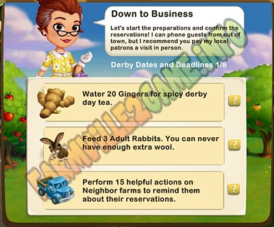 Down to Business - Water 20 Gingers - Feed 3 Adult Rabbits - Perform 15 helpful actions